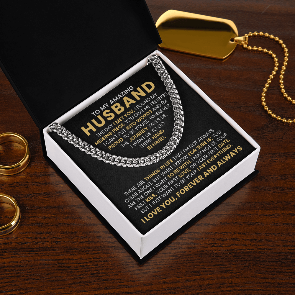 To My Amazing Husband - The Day I Met You - Cuban Link Chain Gift Set