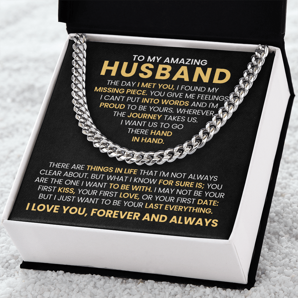 To My Amazing Husband - The Day I Met You - Cuban Link Chain Gift Set