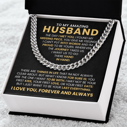 To My Amazing Husband - The Day I Met You - Cuban Link Chain Gift Set