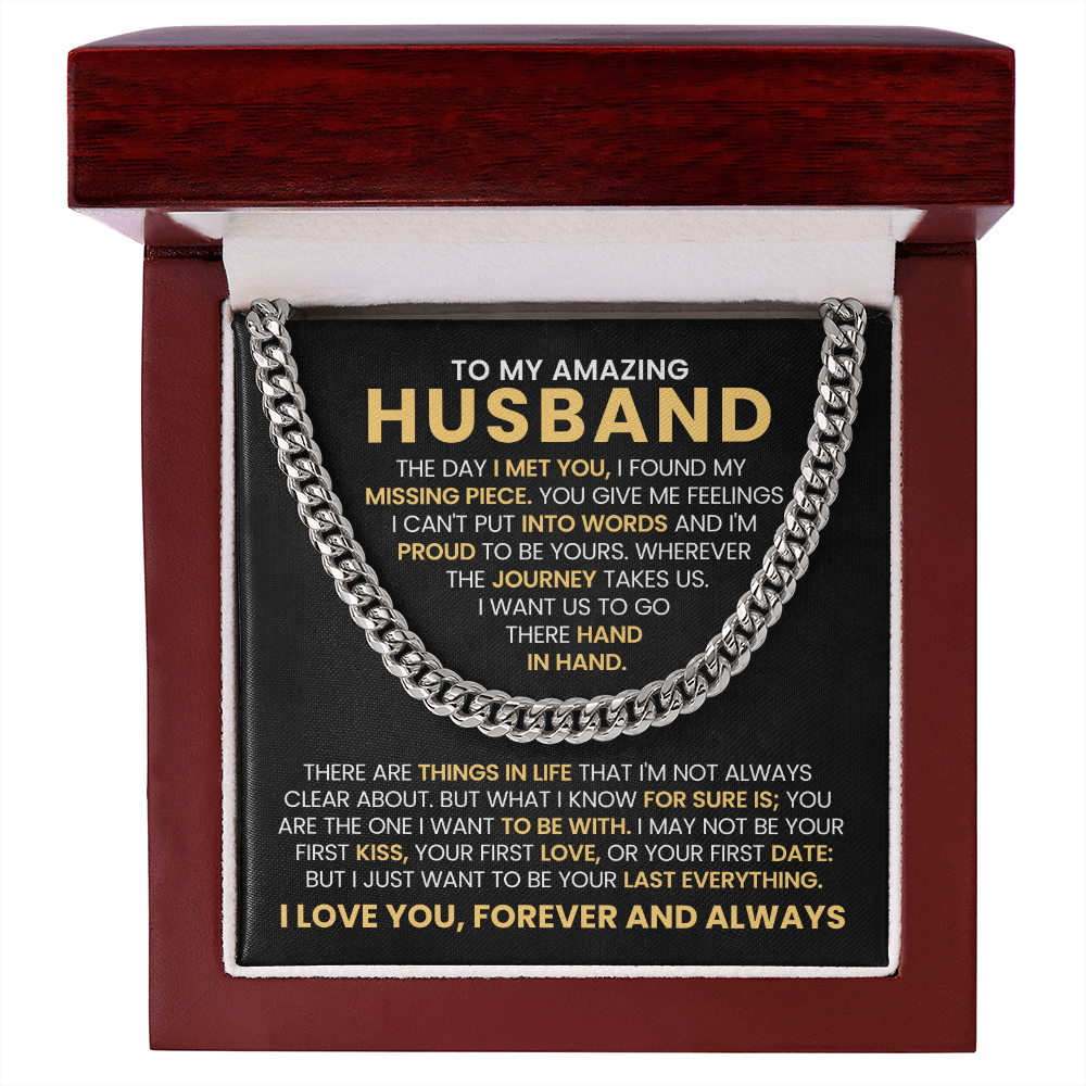 To My Amazing Husband - The Day I Met You - Cuban Link Chain Gift Set