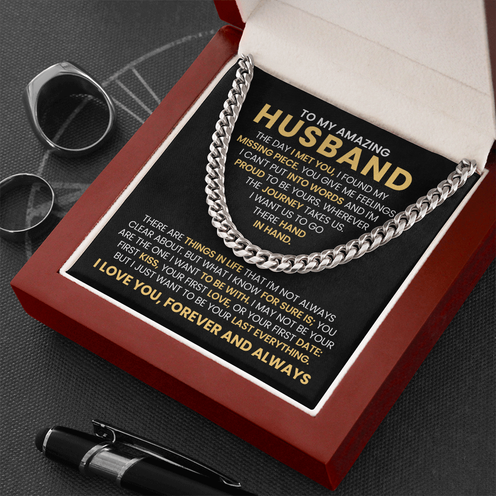 To My Amazing Husband - The Day I Met You - Cuban Link Chain Gift Set