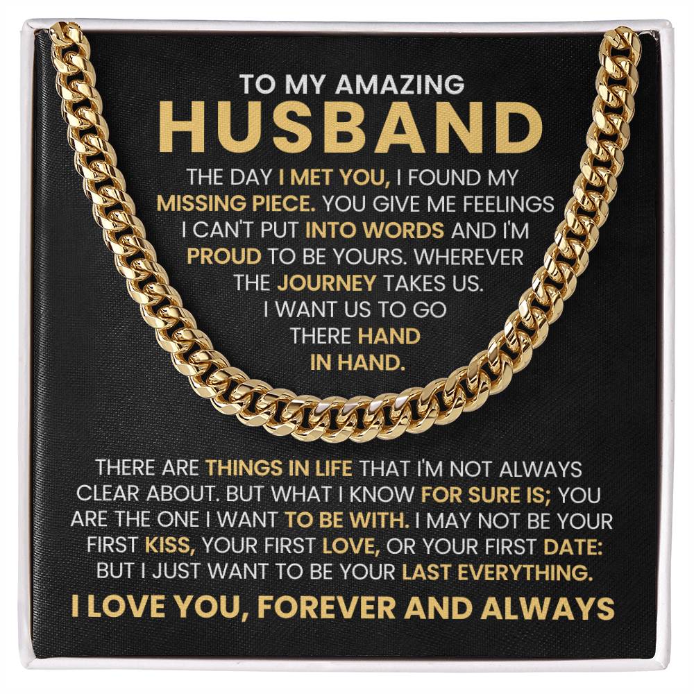To My Amazing Husband - The Day I Met You - Cuban Link Chain Gift Set