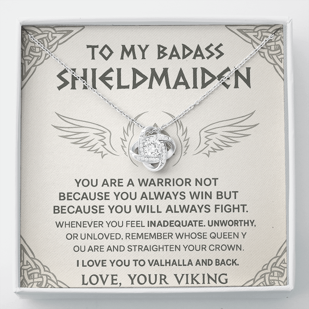 To My Badass Shieldmaiden - Love Your Viking - Love Knot Necklace Gift Set