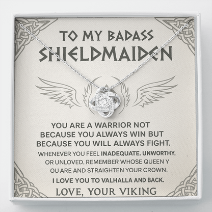 To My Badass Shieldmaiden - Love Your Viking - Love Knot Necklace Gift Set