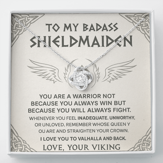 To My Badass Shieldmaiden - Love Your Viking - Love Knot Necklace Gift Set