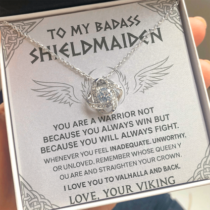 To My Badass Shieldmaiden - Love Your Viking - Love Knot Necklace Gift Set