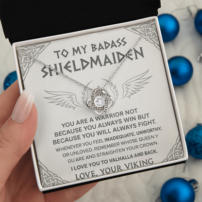 To My Badass Shieldmaiden - Love Your Viking - Love Knot Necklace Gift Set