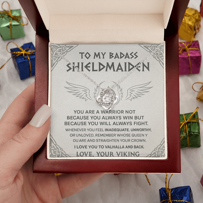To My Badass Shieldmaiden - Love Your Viking - Love Knot Necklace Gift Set