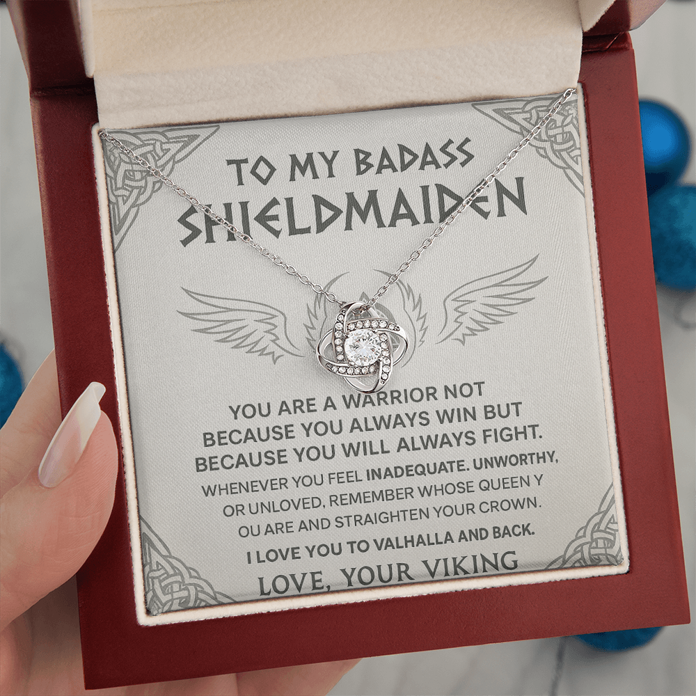 To My Badass Shieldmaiden - Love Your Viking - Love Knot Necklace Gift Set