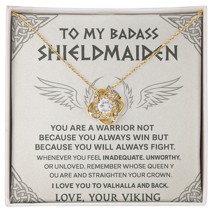 To My Badass Shieldmaiden - Love Your Viking - Love Knot Necklace Gift Set