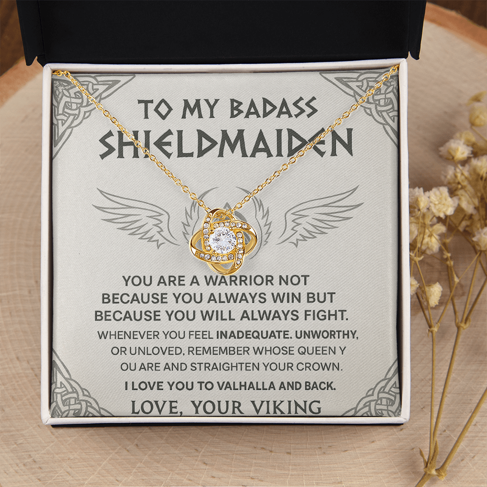 To My Badass Shieldmaiden - Love Your Viking - Love Knot Necklace Gift Set