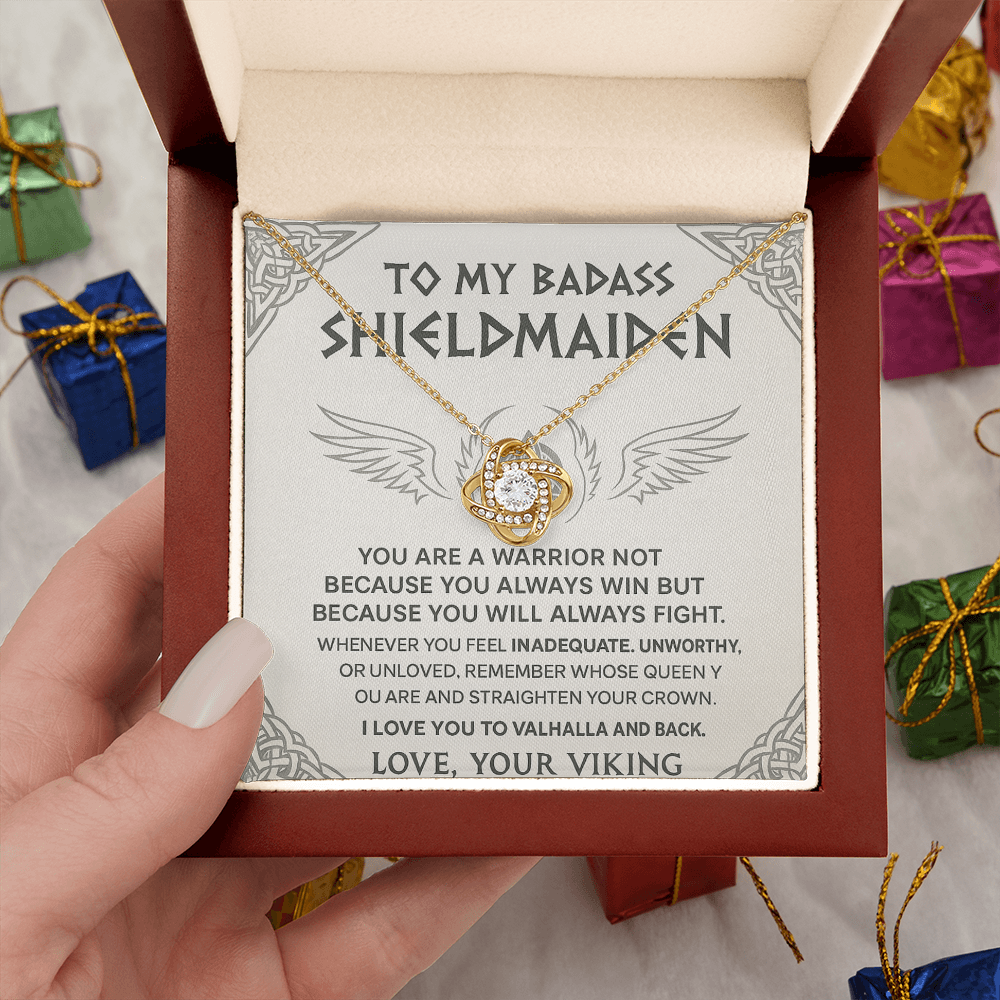 To My Badass Shieldmaiden - Love Your Viking - Love Knot Necklace Gift Set