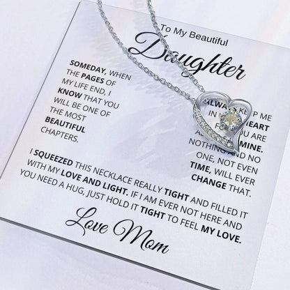 To My Beautiful Daughter Love Mom Forever Love Necklace - Charming Family Gift