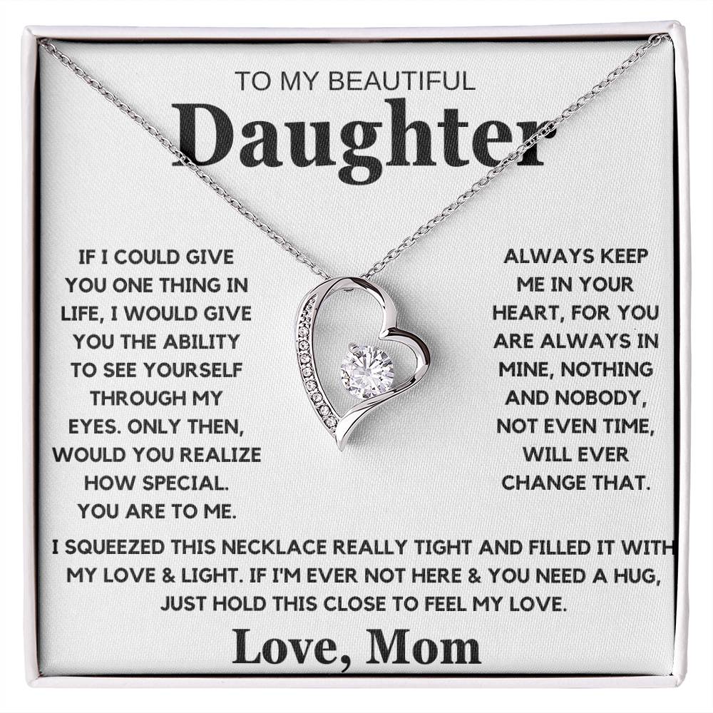 To My Beautiful Daughter Love Mom - Forever Love Necklace