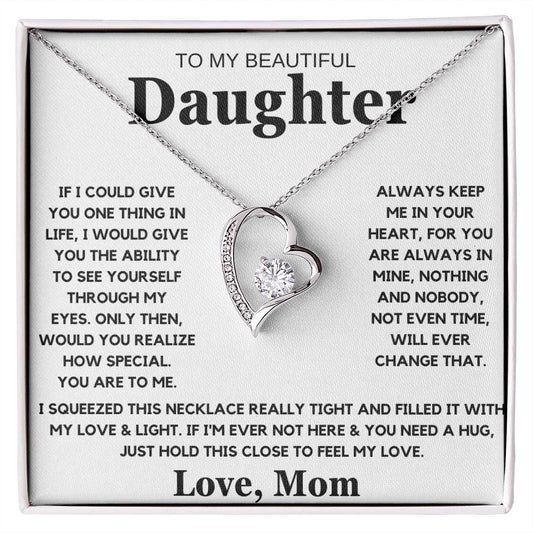 To My Beautiful Daughter Love Mom - Forever Love Necklace