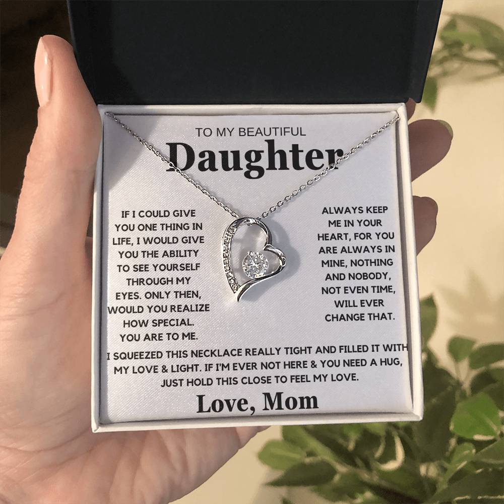 To My Beautiful Daughter Love Mom - Forever Love Necklace