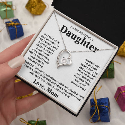 To My Beautiful Daughter Love Mom - Forever Love Necklace