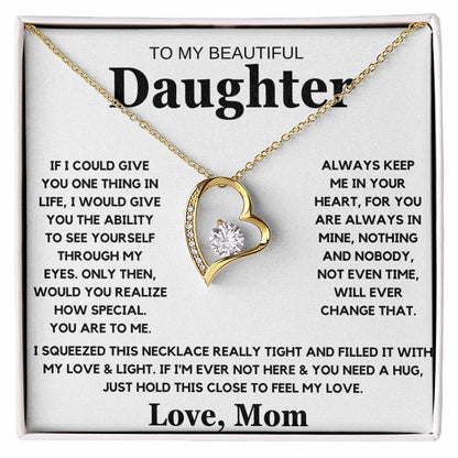 To My Beautiful Daughter Love Mom - Forever Love Necklace