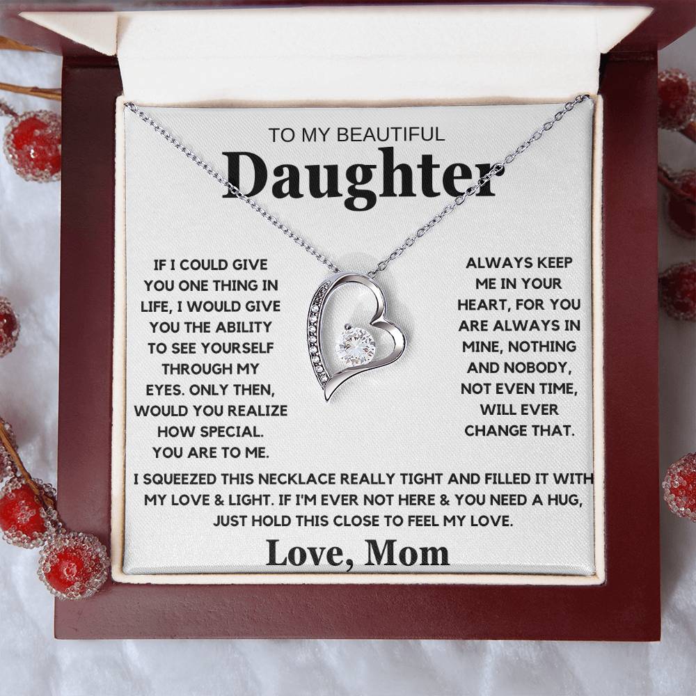 To My Beautiful Daughter Love Mom - Forever Love Necklace