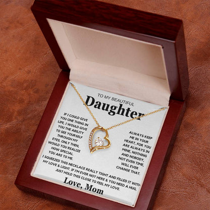 To My Beautiful Daughter Love Mom - Forever Love Necklace