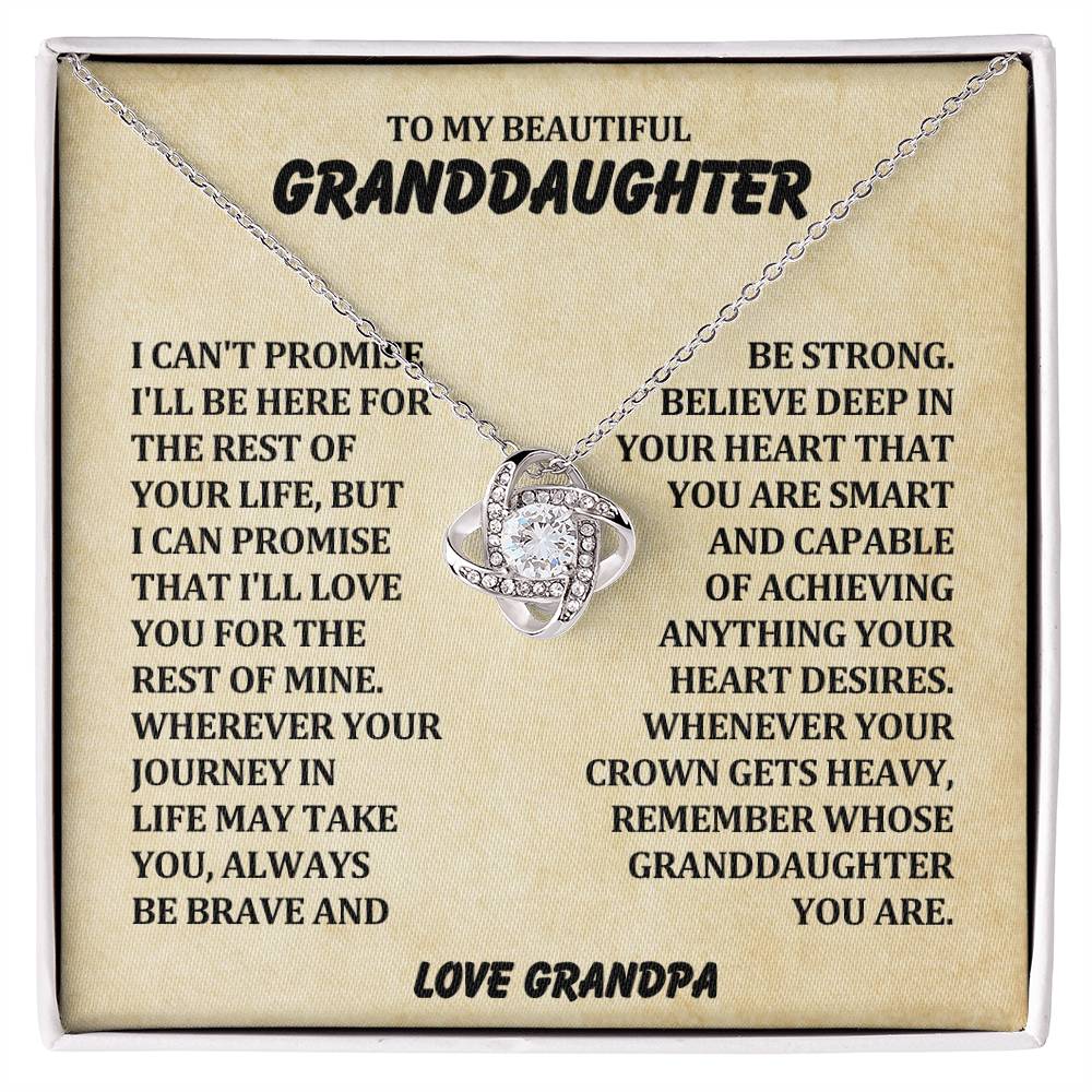 To My Beautiful Granddaughter - Always Be Brave And Be Strong - Love Knot Necklace