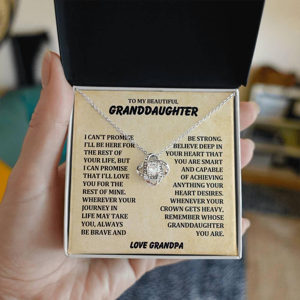 To My Beautiful Granddaughter - Always Be Brave And Be Strong - Love Knot Necklace