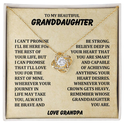 To My Beautiful Granddaughter - Always Be Brave And Be Strong - Love Knot Necklace
