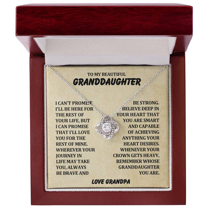 To My Beautiful Granddaughter - Always Be Brave And Be Strong - Love Knot Necklace