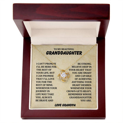 To My Beautiful Granddaughter - Always Be Brave And Be Strong - Love Knot Necklace