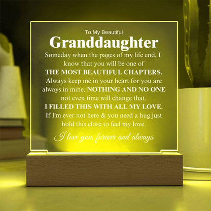 To My Beautiful Granddaughter - I Will Always Love You - Acrylic Lamp