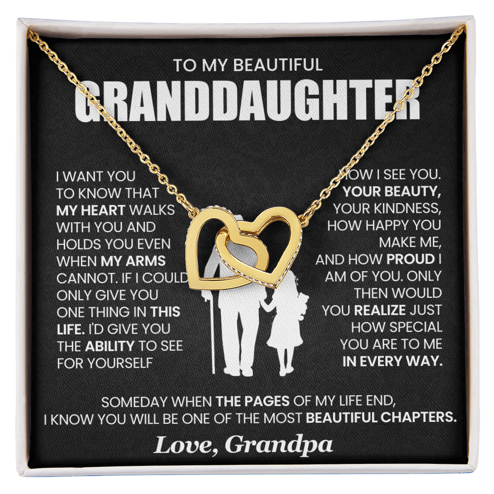 To My Beautiful Granddaughter -  Interlocking Hearts Necklace Gift Set