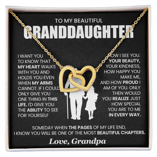 To My Beautiful Granddaughter -  Interlocking Hearts Necklace Gift Set