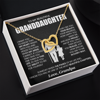 To My Beautiful Granddaughter -  Interlocking Hearts Necklace Gift Set