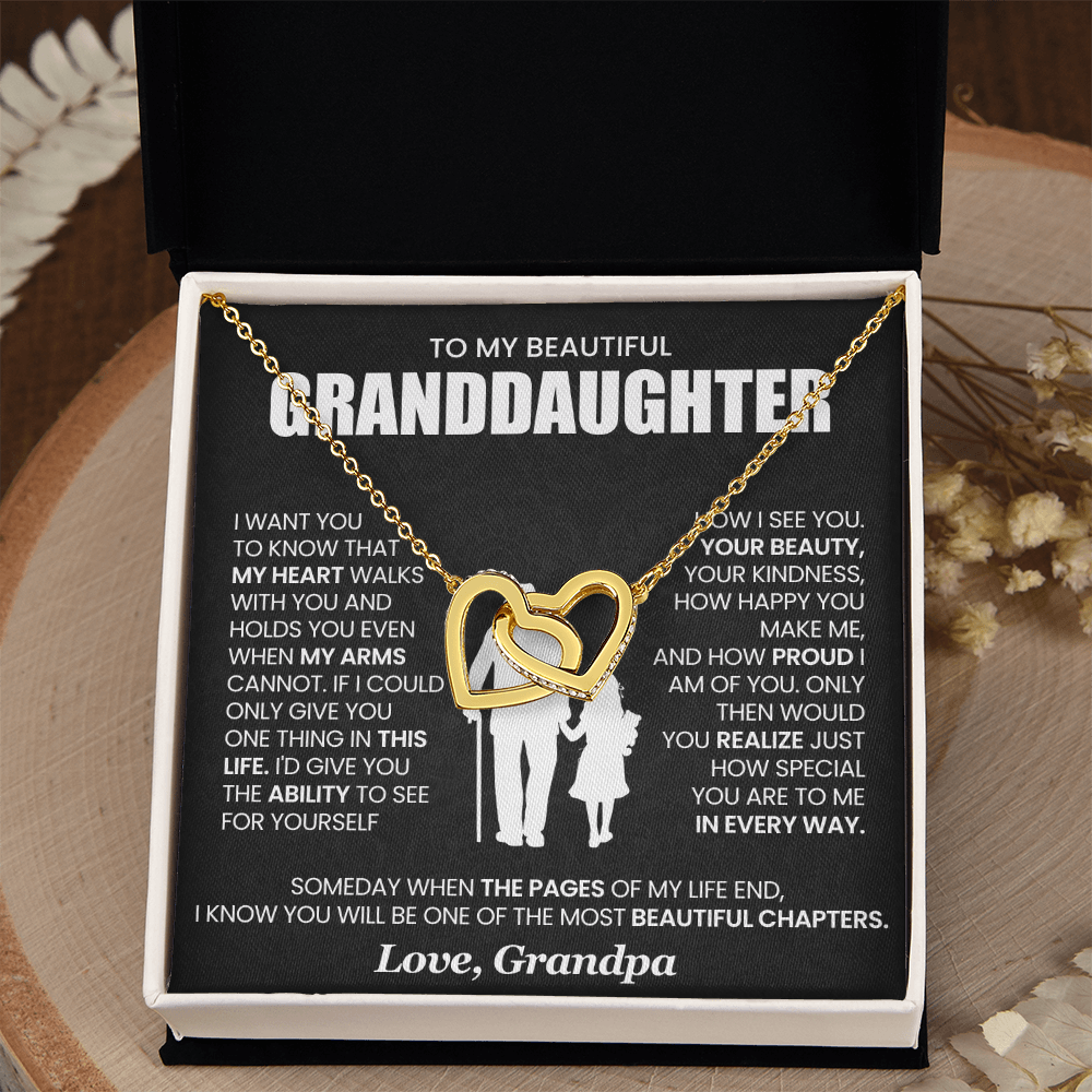 To My Beautiful Granddaughter -  Interlocking Hearts Necklace Gift Set