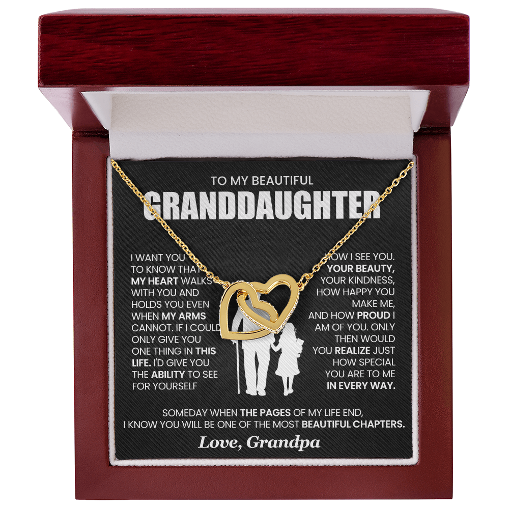 To My Beautiful Granddaughter -  Interlocking Hearts Necklace Gift Set