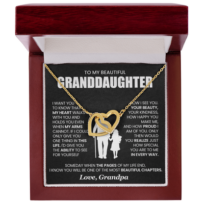 To My Beautiful Granddaughter -  Interlocking Hearts Necklace Gift Set