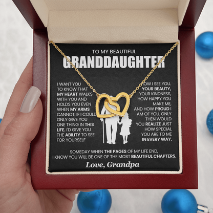 To My Beautiful Granddaughter -  Interlocking Hearts Necklace Gift Set