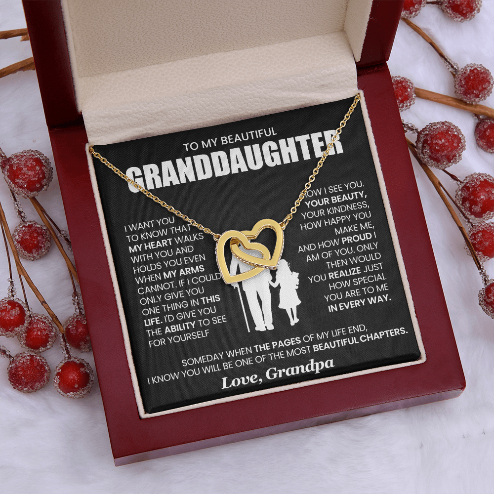 To My Beautiful Granddaughter -  Interlocking Hearts Necklace Gift Set