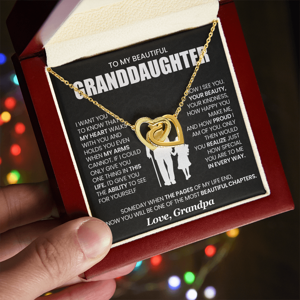 To My Beautiful Granddaughter -  Interlocking Hearts Necklace Gift Set