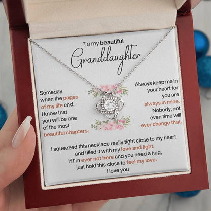 To My Beautiful Granddaughter - the most beautiful chapters- Love Knot Necklace - Charming Family Gift