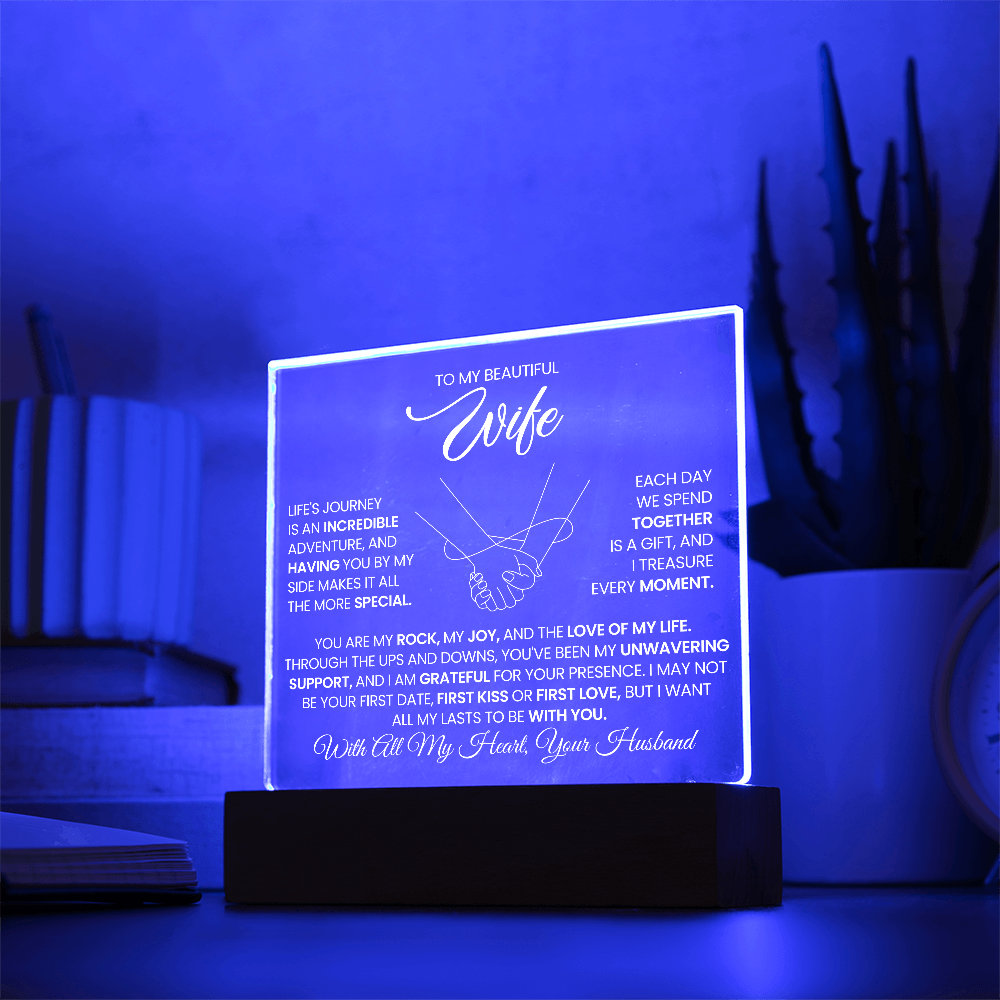 To My Beautiful Wife - Acrylic Square Plaque Gift Set