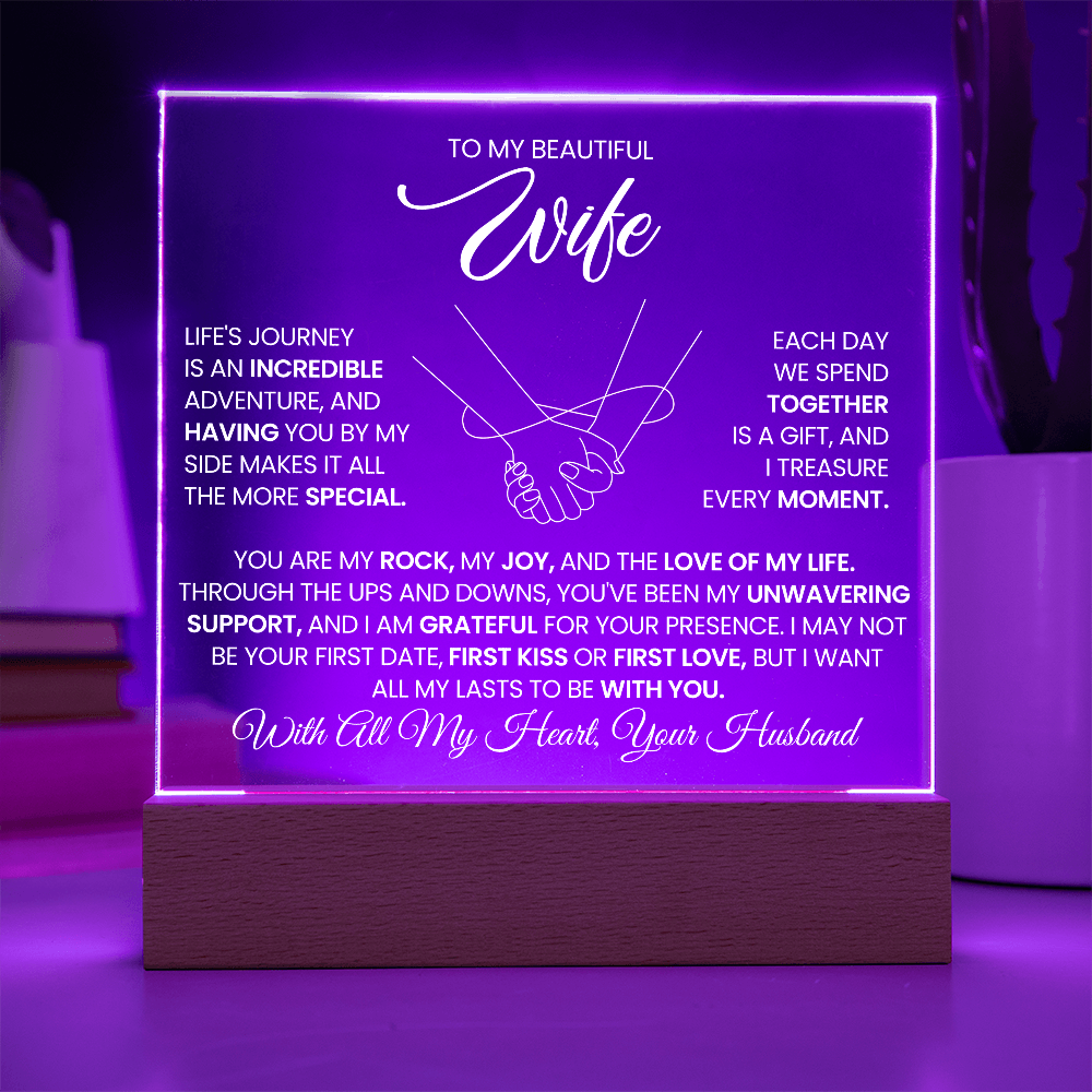 To My Beautiful Wife - Acrylic Square Plaque Gift Set