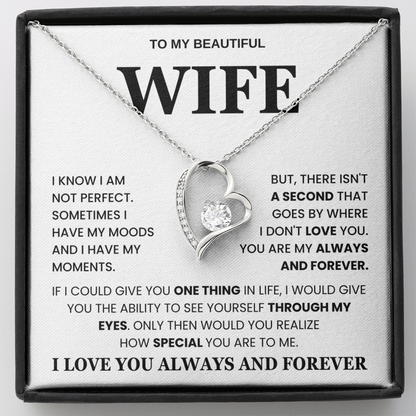 To My Beautiful Wife - I Love Your Always and Forever Love Necklace Gift Set