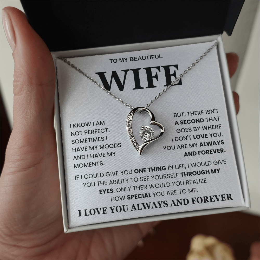 To My Beautiful Wife - I Love Your Always and Forever Love Necklace Gift Set