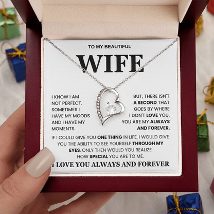 To My Beautiful Wife - I Love Your Always and Forever Love Necklace Gift Set