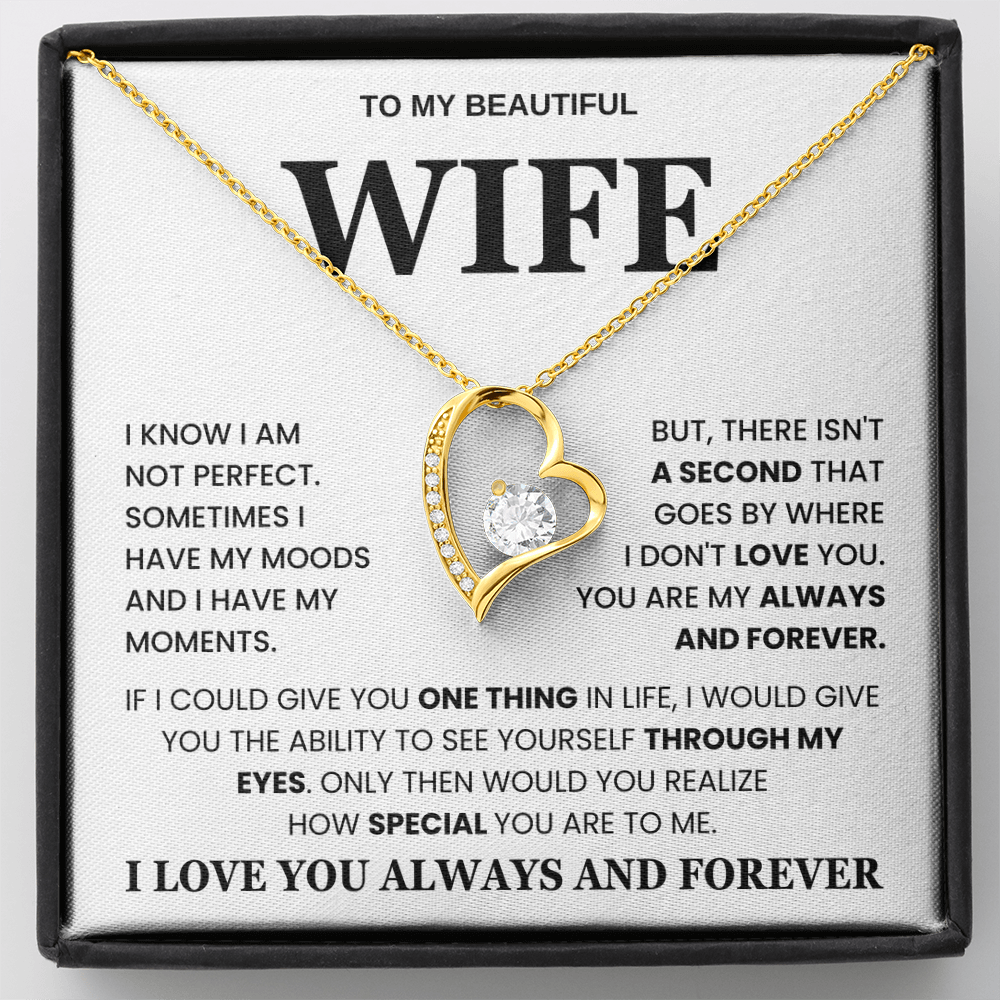 To My Beautiful Wife - I Love Your Always and Forever Love Necklace Gift Set