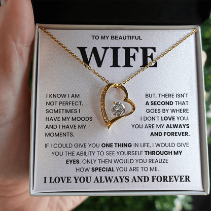 To My Beautiful Wife - I Love Your Always and Forever Love Necklace Gift Set