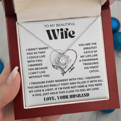 To My Beautiful Wife | I can't live without you | Vesta Knot Necklace