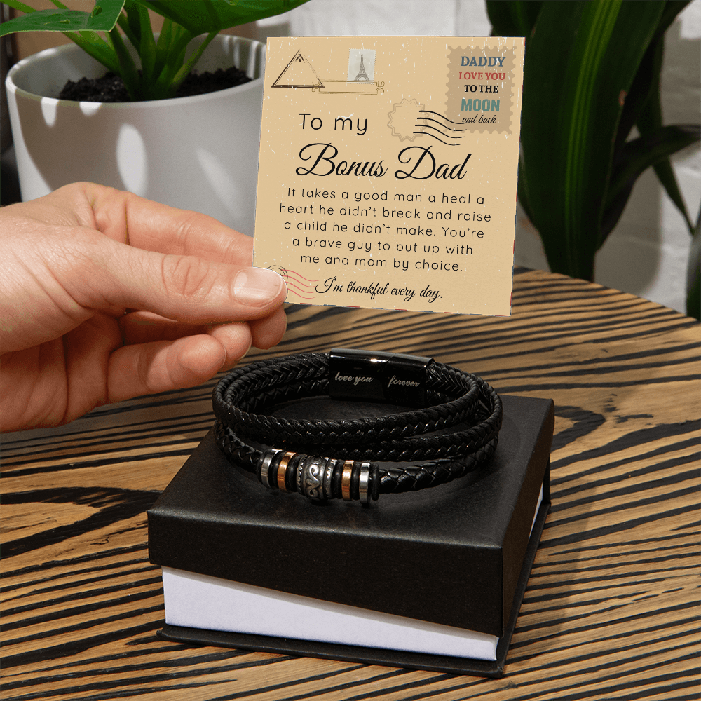 To My Bonus Dad - Love You Forever Bracelet Gift Set