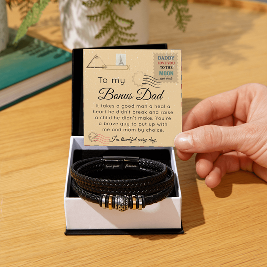 To My Bonus Dad - Love You Forever Bracelet Gift Set